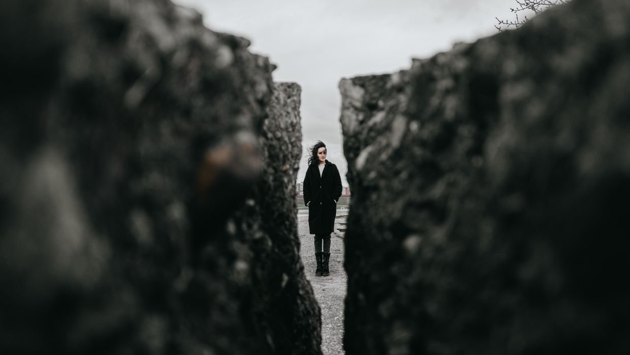 A walker at a fork in a path.