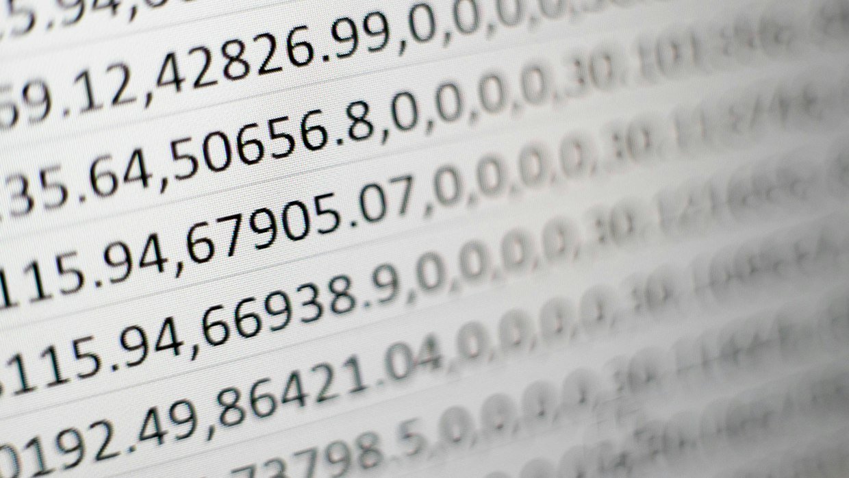 A printed spreadsheet of figures.