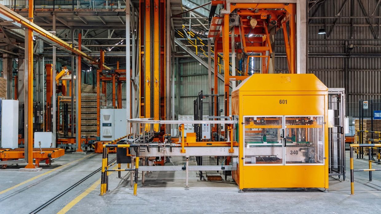 Machinery along a production line.