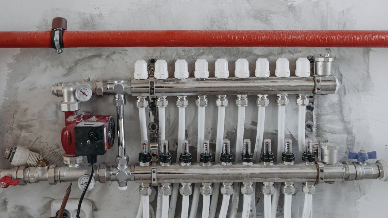 Copper pipework with valves.
