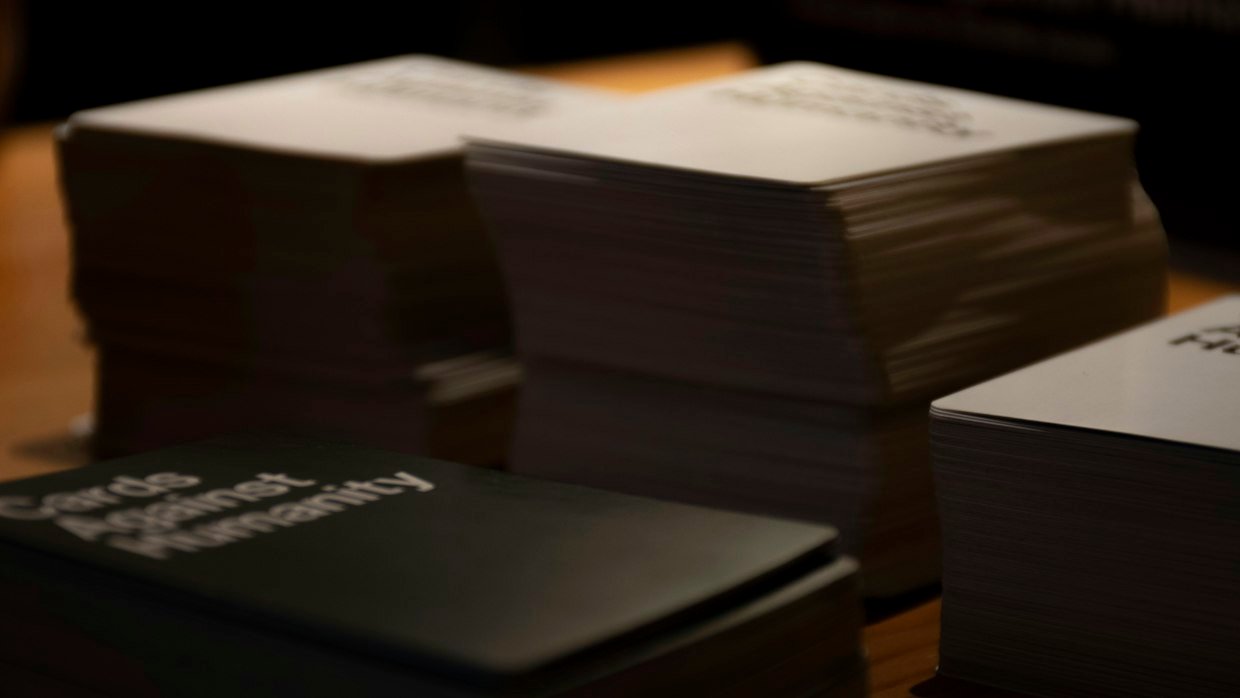 A stack of handwritten revision cards.