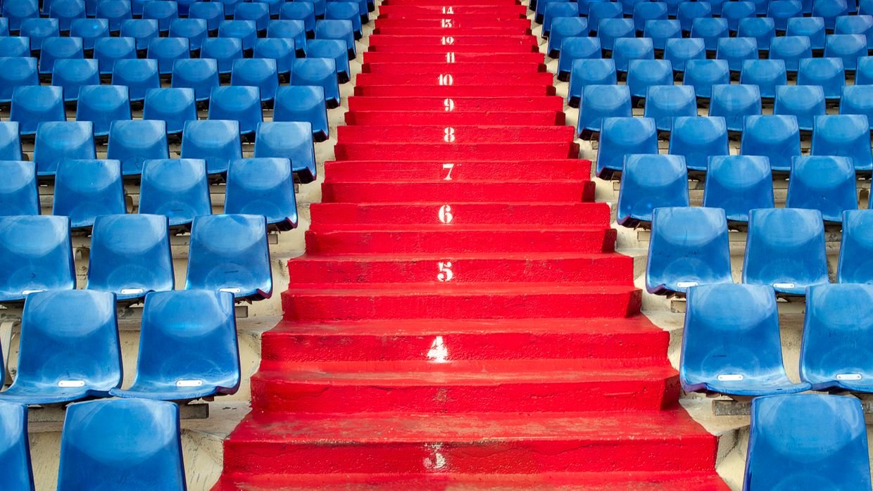 Numbers painted on a flight of stairs.