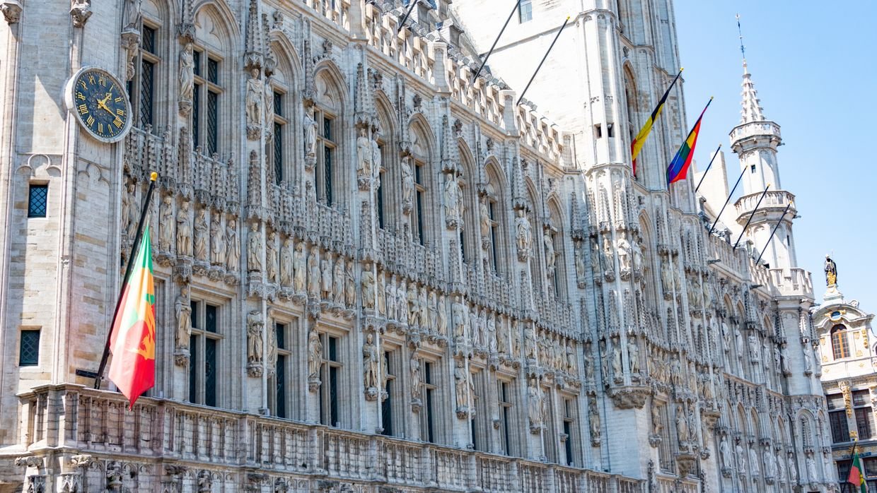 The exterior of a town hall building.