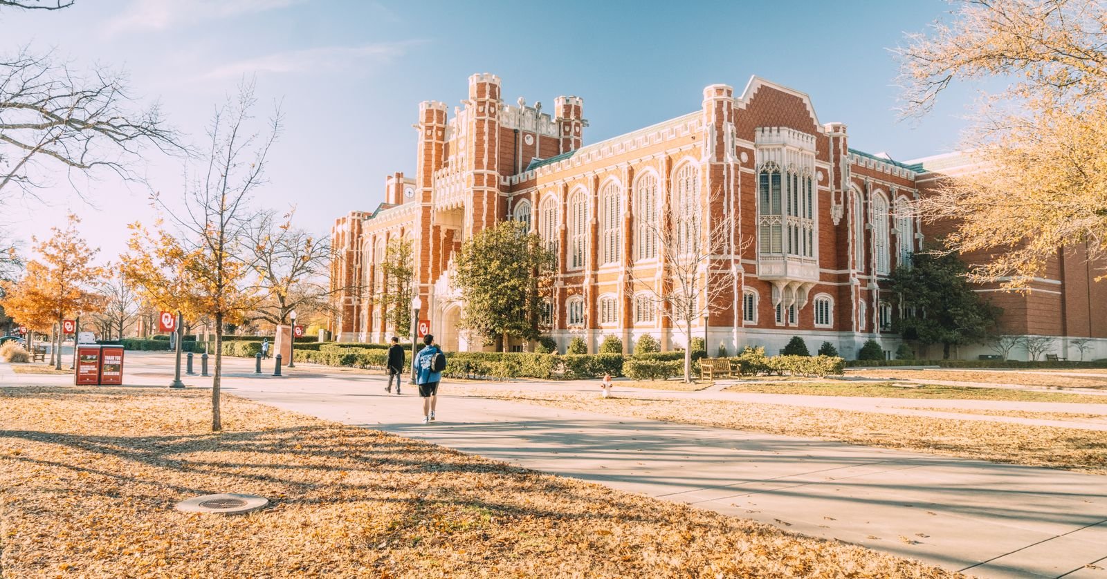 A university building seen from the campus lawn.