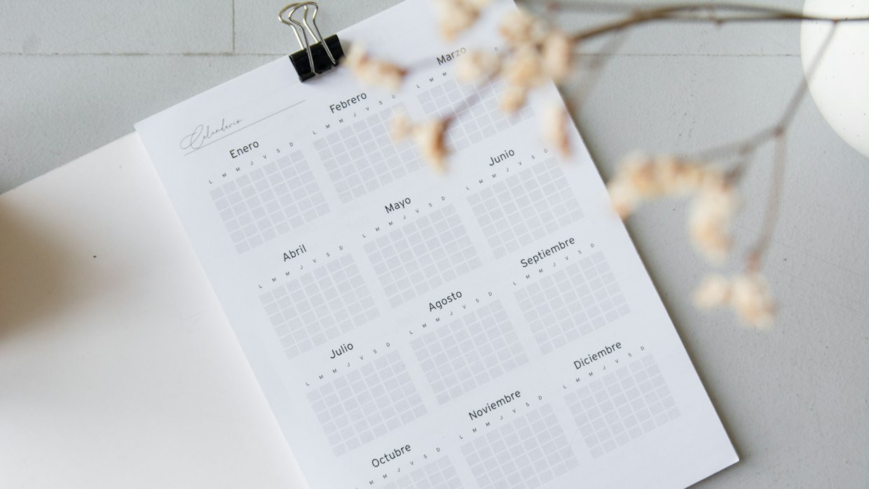 A weekly timetable pinned to a wall.