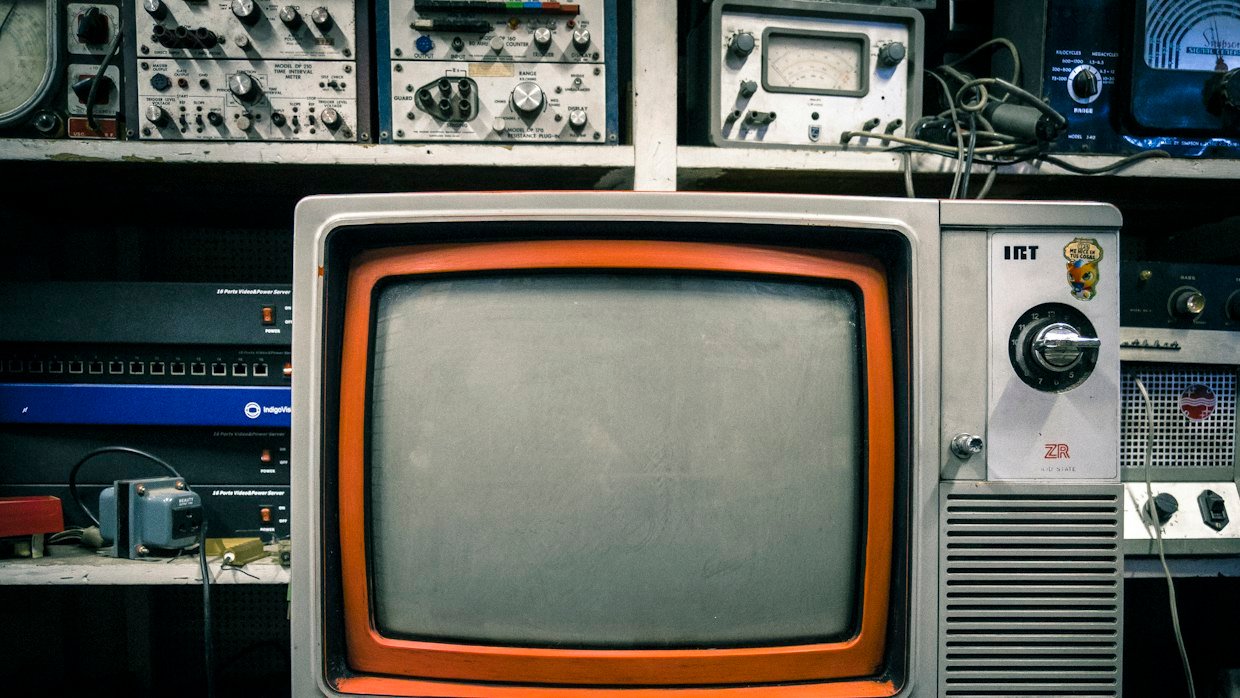 A television screen showing nothing.