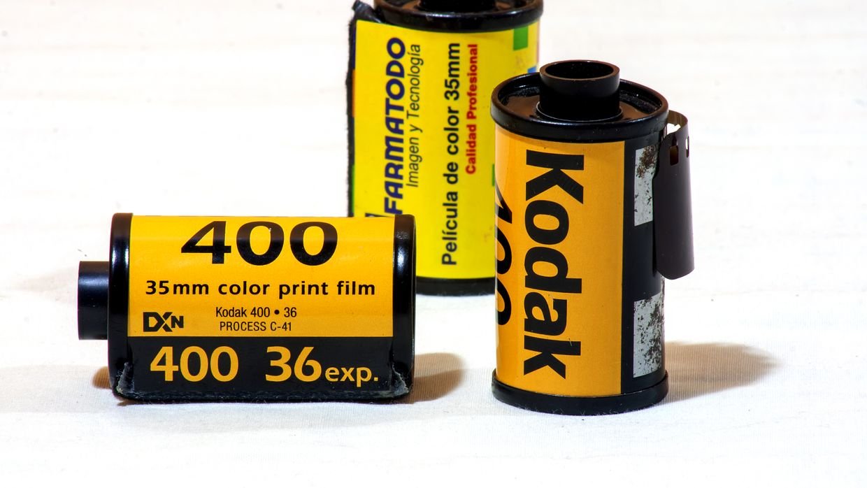 A row of numbered film canisters.