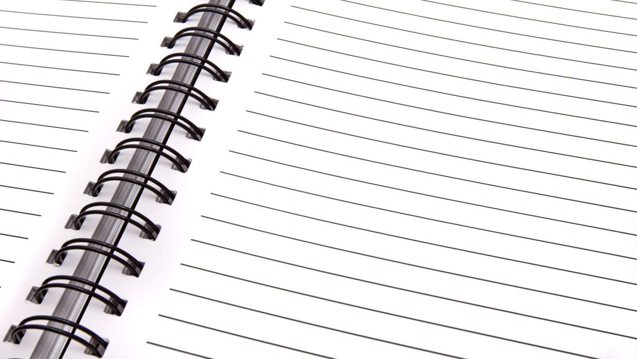 A notebook page divided into sections, for a consistent template for video notes.