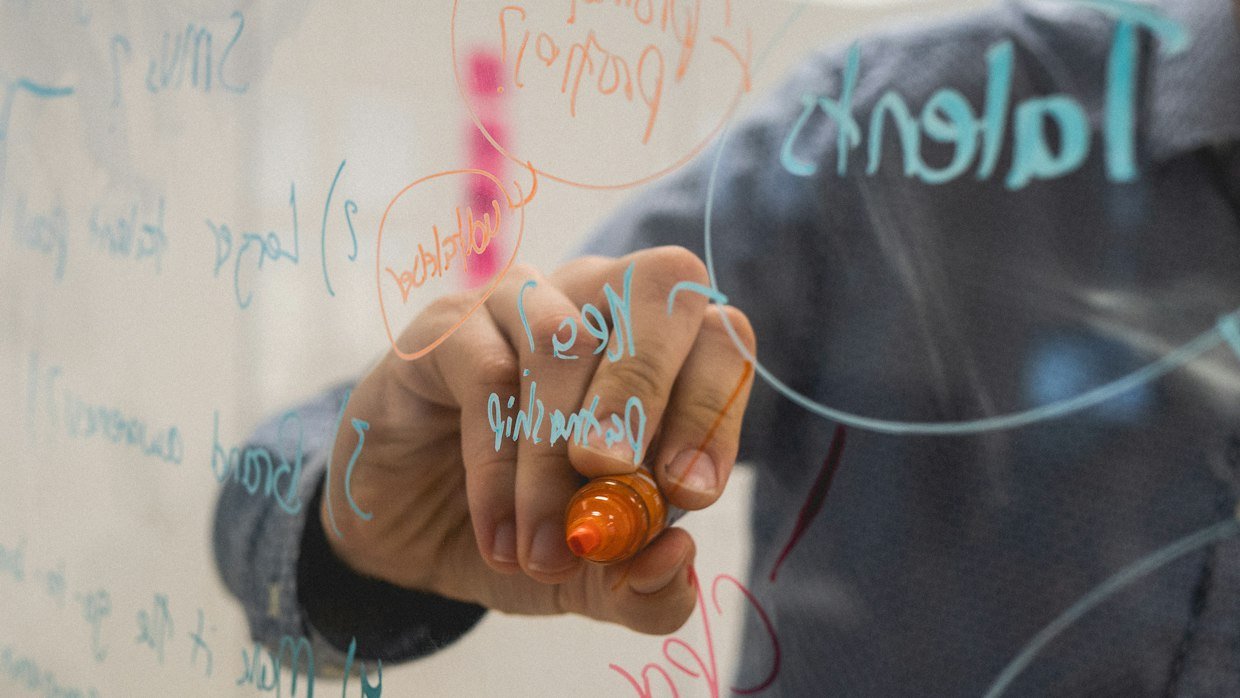 A short bullet list written on a whiteboard.