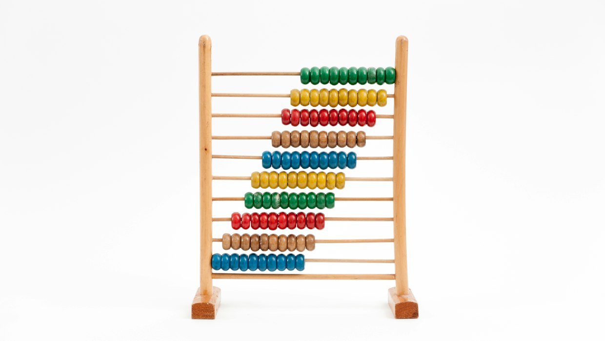 Beads counted along an abacus.