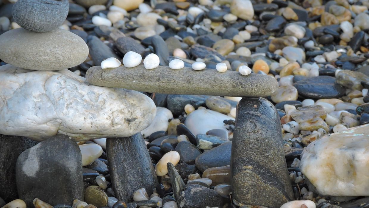 Stones stacked in descending order of size.