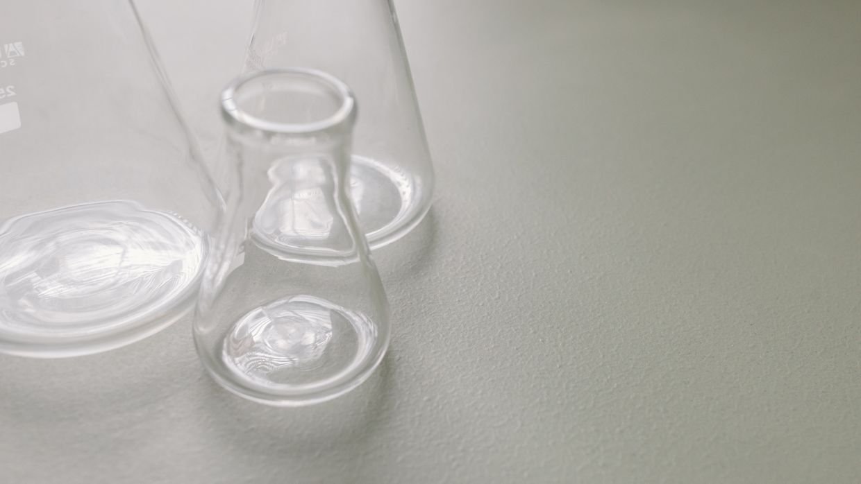 Empty glassware on a laboratory bench.