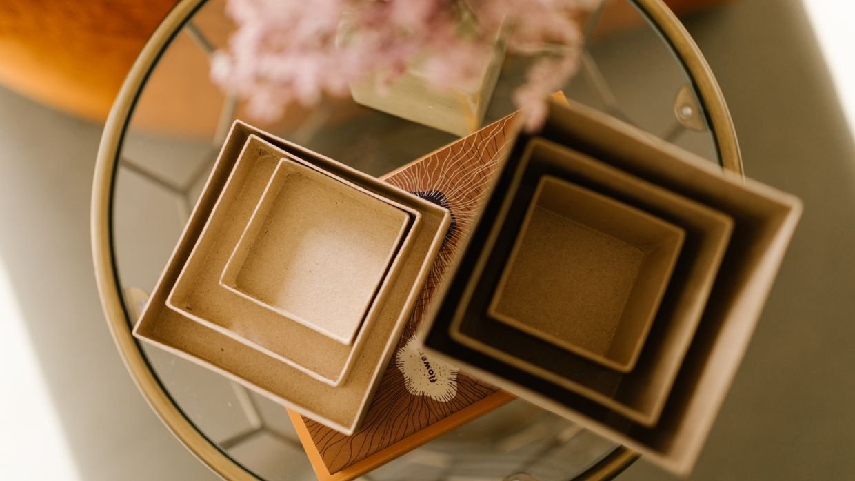 Boxes of decreasing size nested inside each other.