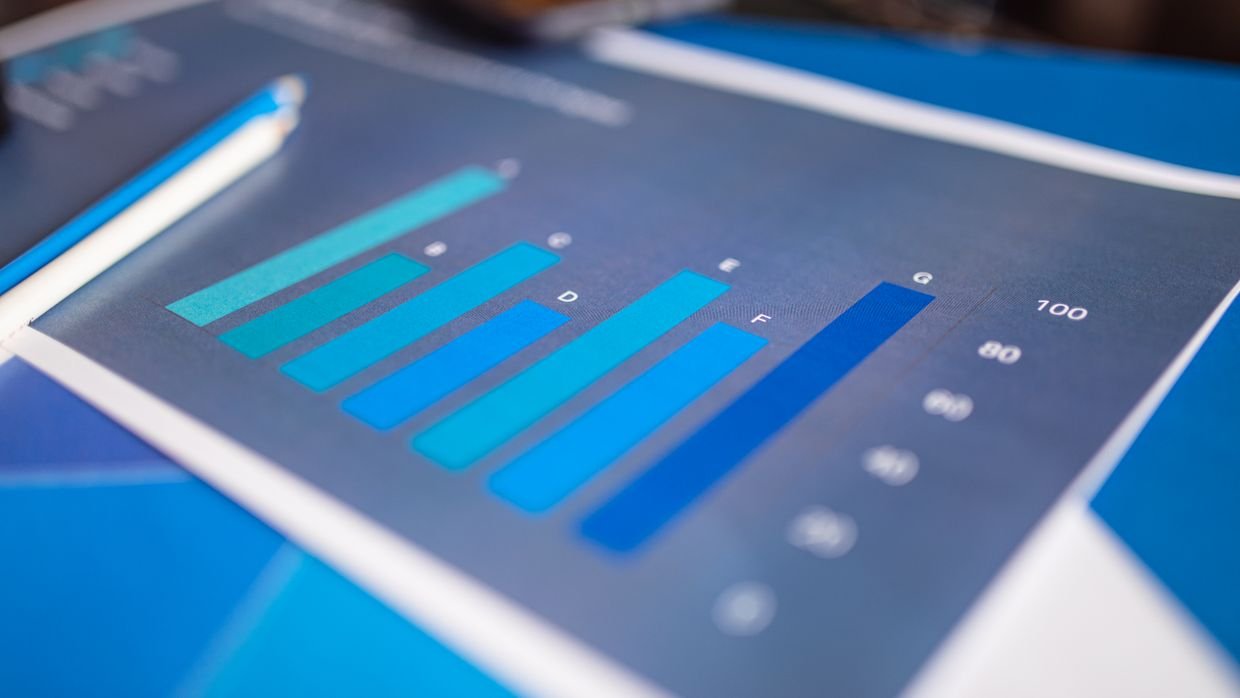 A bar chart printed on a sheet of paper.