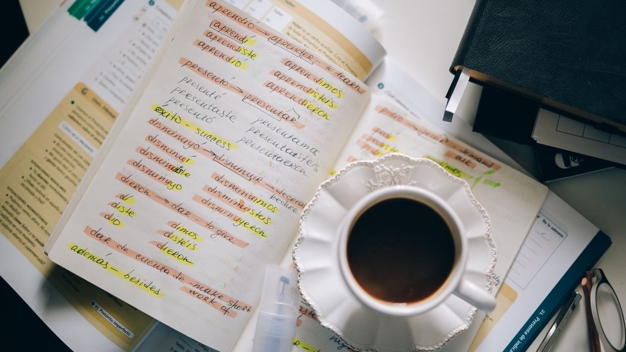 A handwritten vocabulary list, kept alongside the summary for words that caused a missed point.