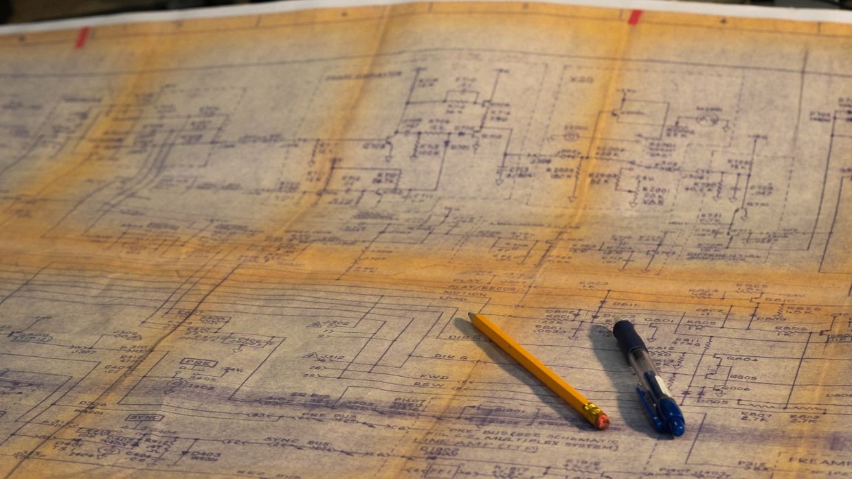 An outline diagram drawn out on paper.