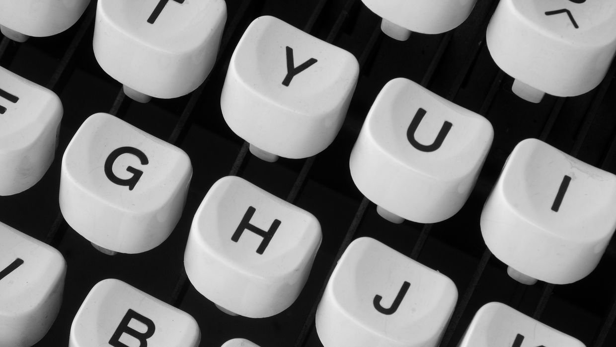 A close view of typewriter keys.