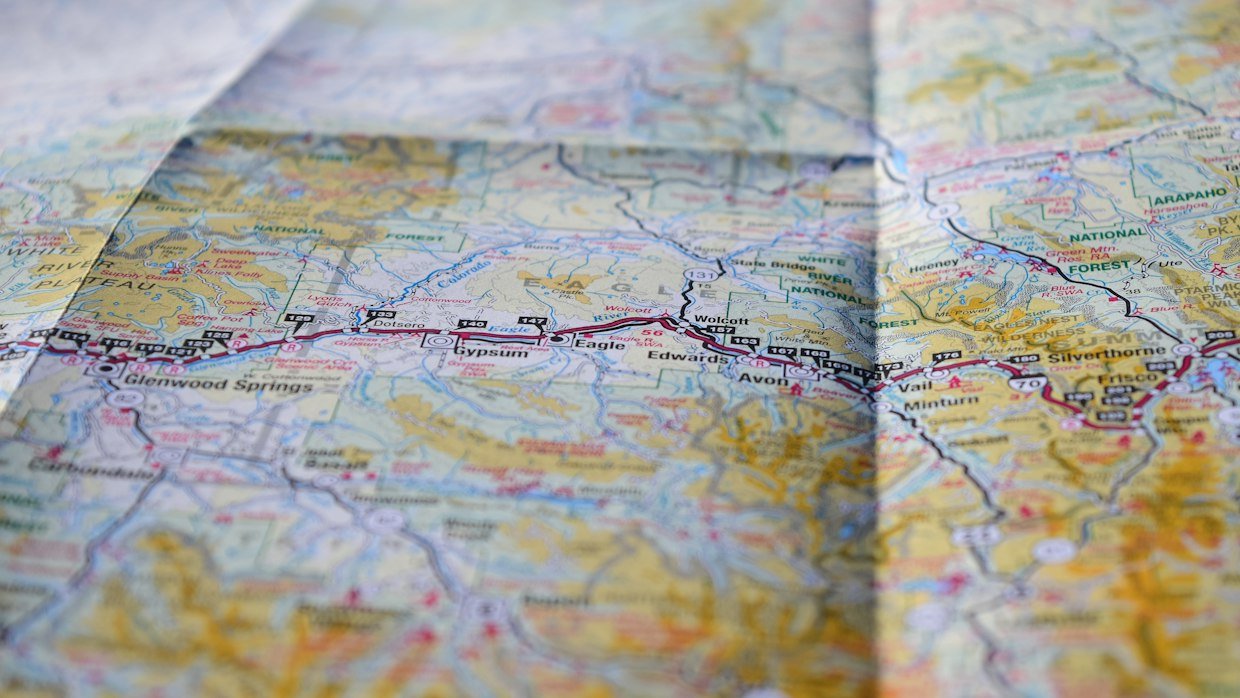 A route sketched out on paper.