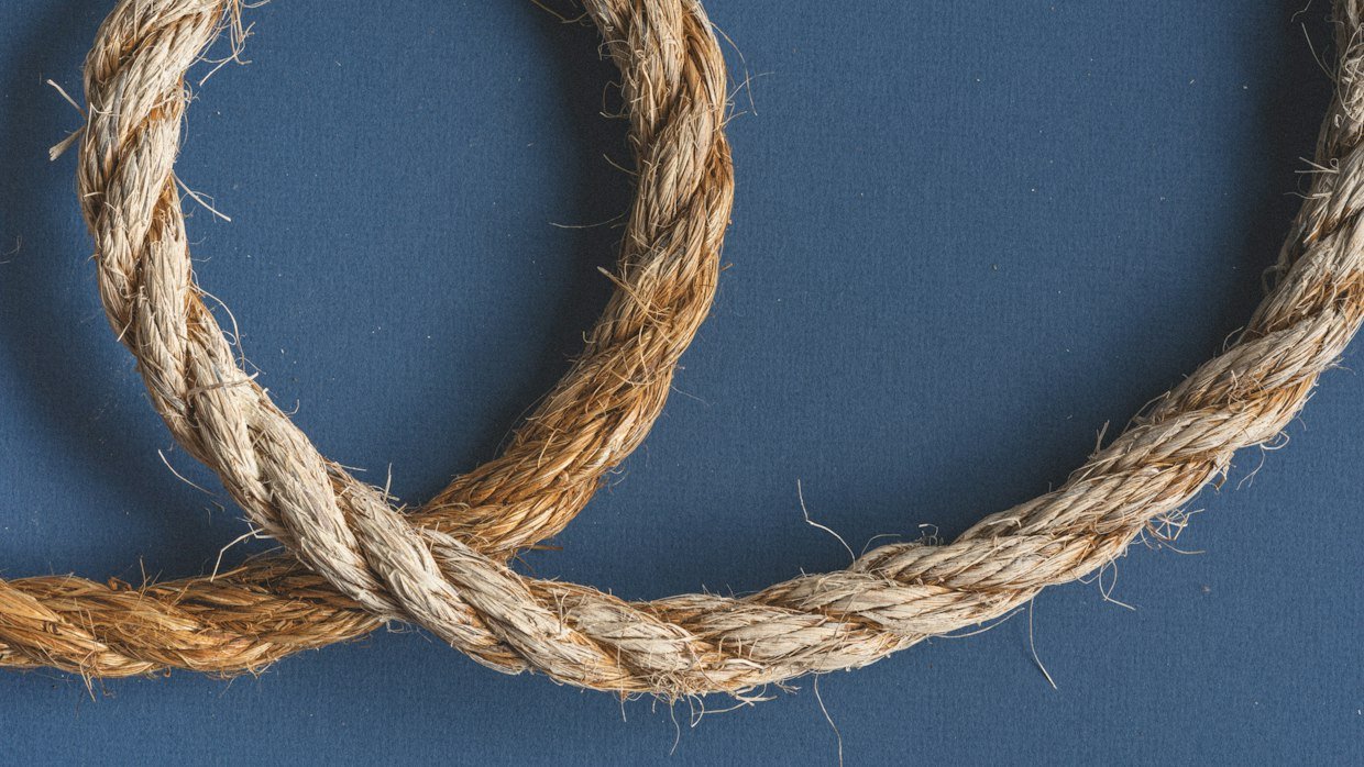 Two ropes pulling in opposite directions.