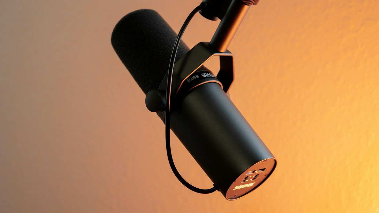 Two microphones in a studio, for long interview videos and where their transcripts go wrong.