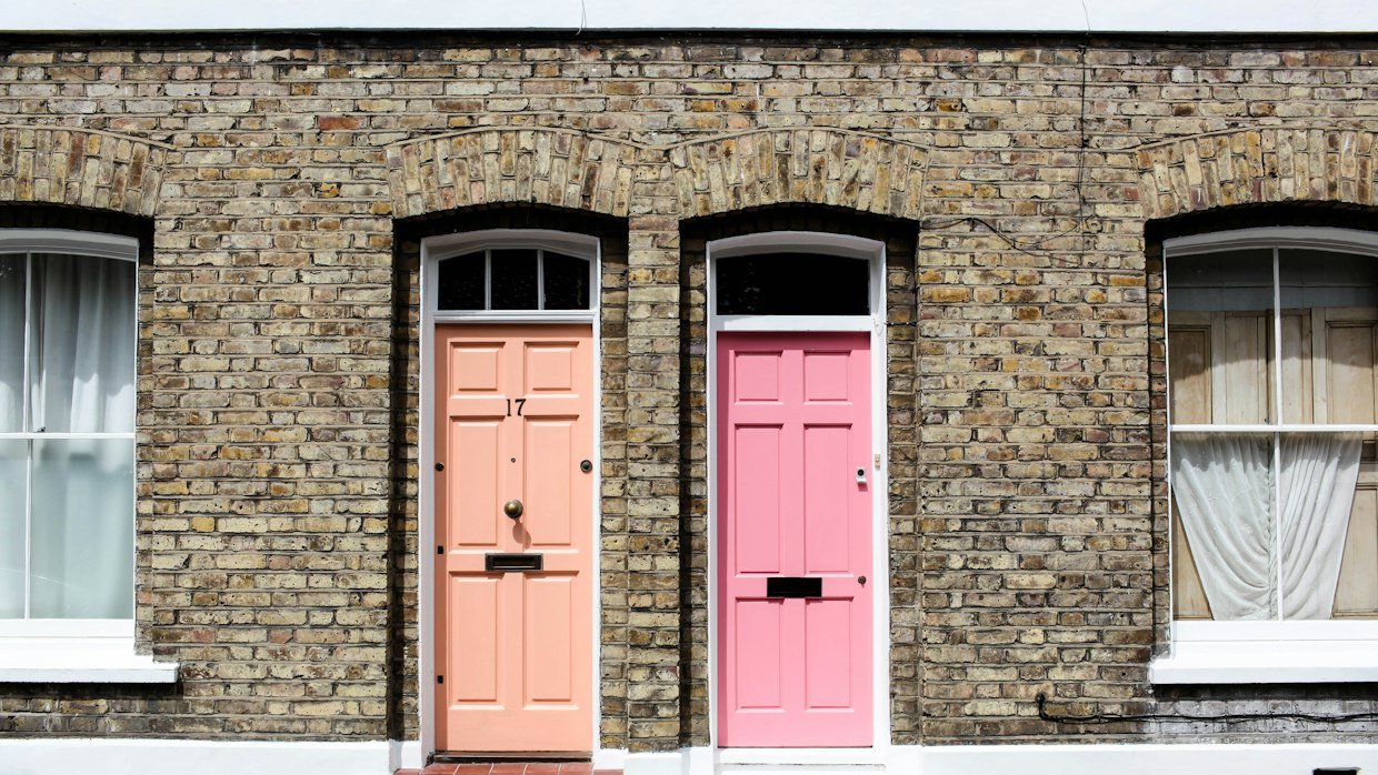 A row of different doorways side by side.