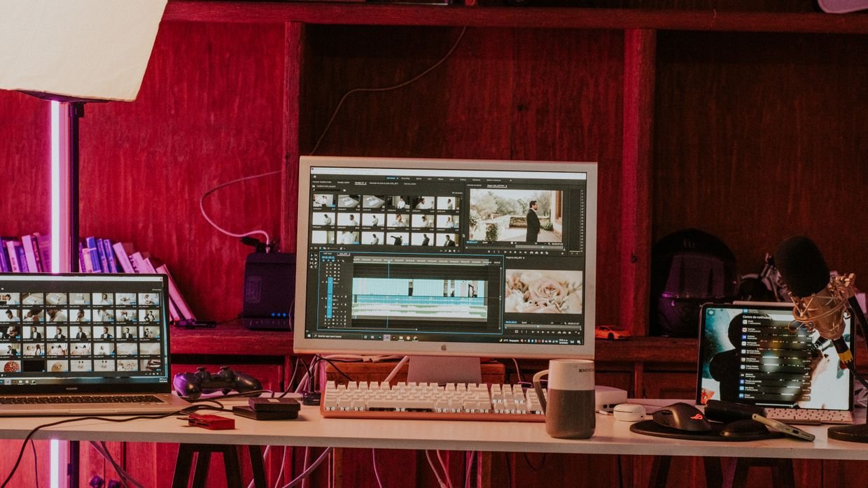 Video editing software with a subtitle track, where caption files are imported.