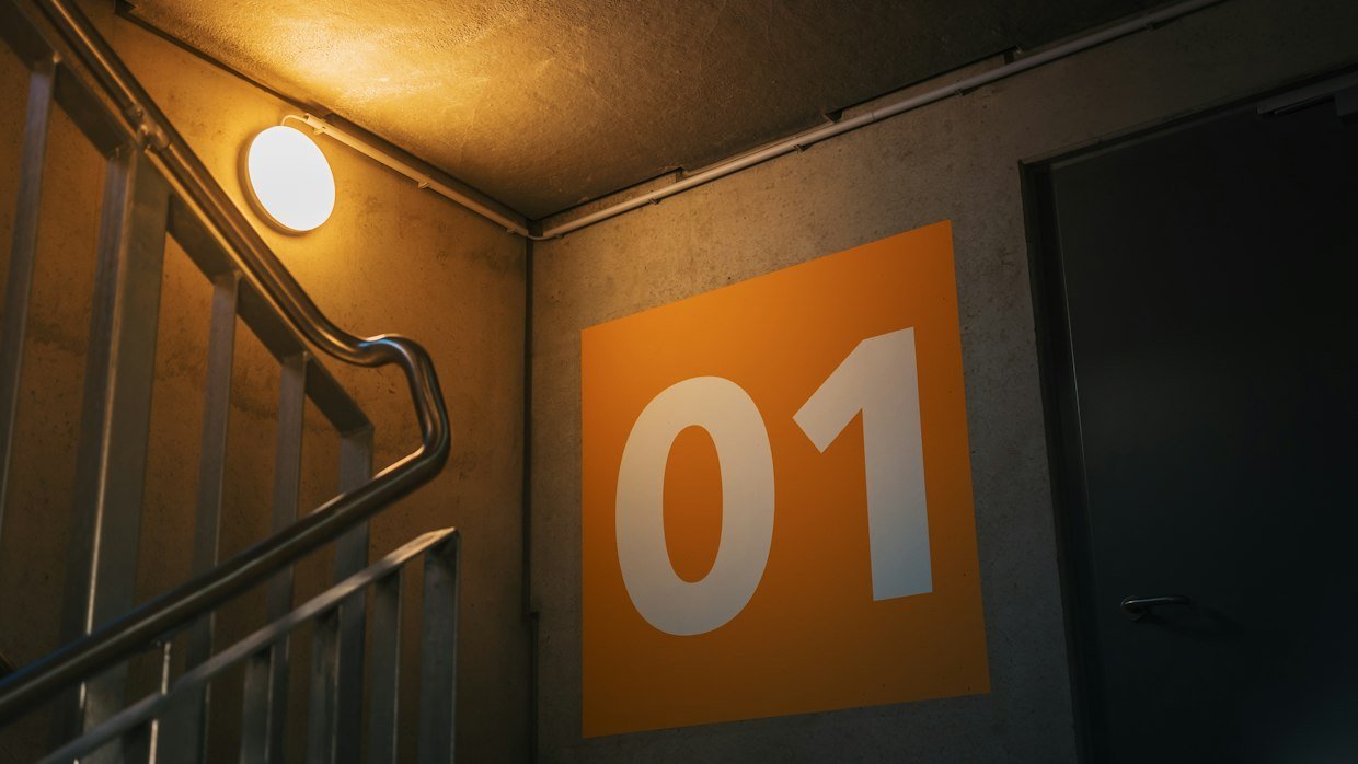 Numbers painted on a flight of steps.
