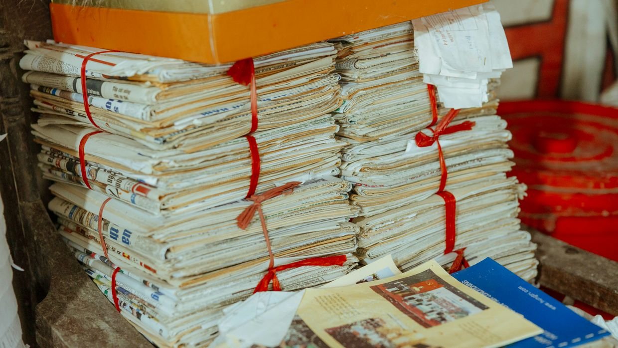 A stack of printed transcript pages.