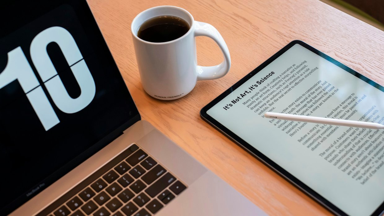 A text document open on a tablet screen.