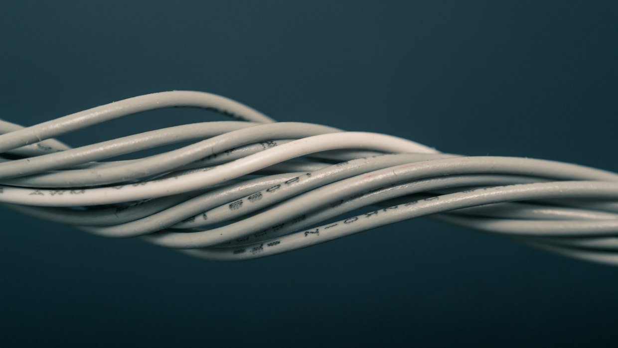 A dense tangle of cables.