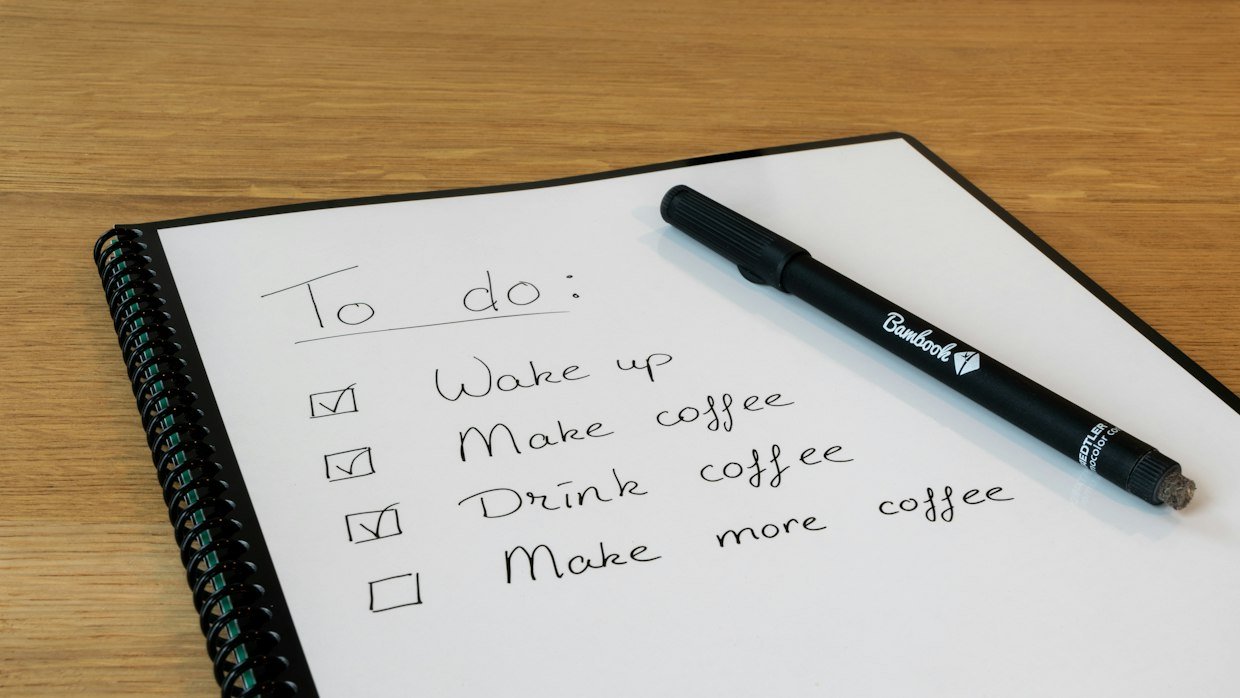A numbered list written out on a notepad.