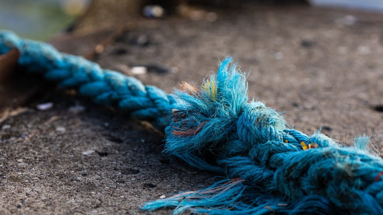 The frayed end of a rope.
